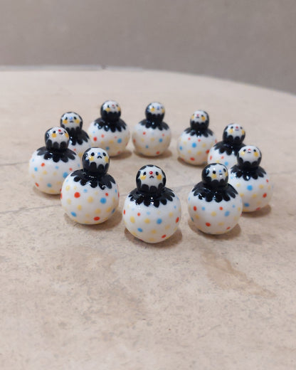 goatPIERROT Ceramic Art Toy [BB23.0940->106: Confetti Birbaubles, 1.25" tall]