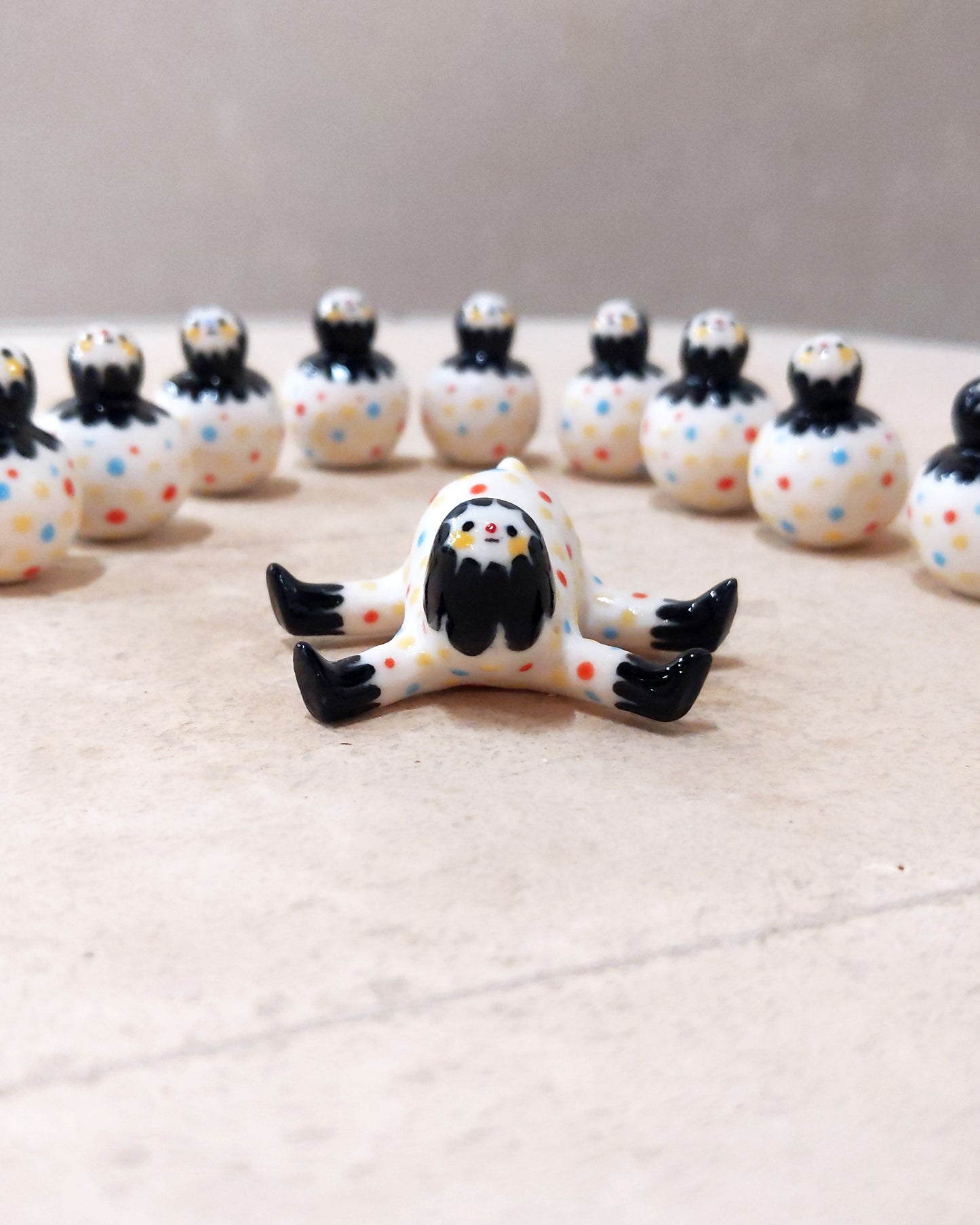 goatPIERROT Ceramic Art Toy [23.095: Confetti Tinybirdpup, 1.75" long]