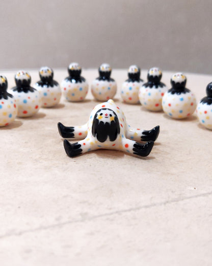 goatPIERROT Ceramic Art Toy [23.095: Confetti Tinybirdpup, 1.75" long]