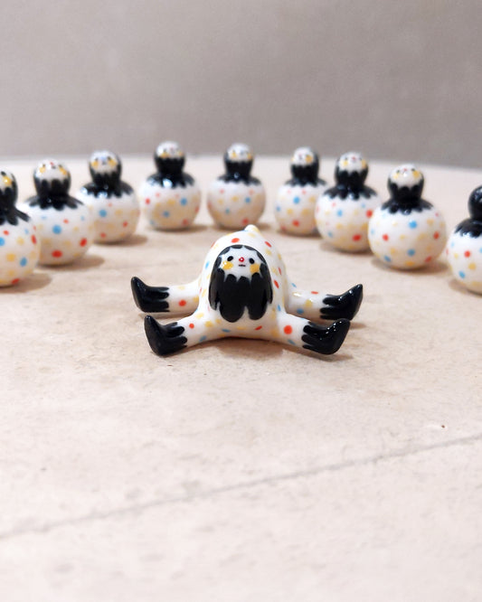 goatPIERROT Ceramic Art Toy [23.095: Confetti Tinybirdpup, 1.75" long]