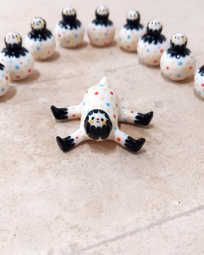 goatPIERROT Ceramic Art Toy [23.095: Confetti Tinybirdpup, 1.75" long]