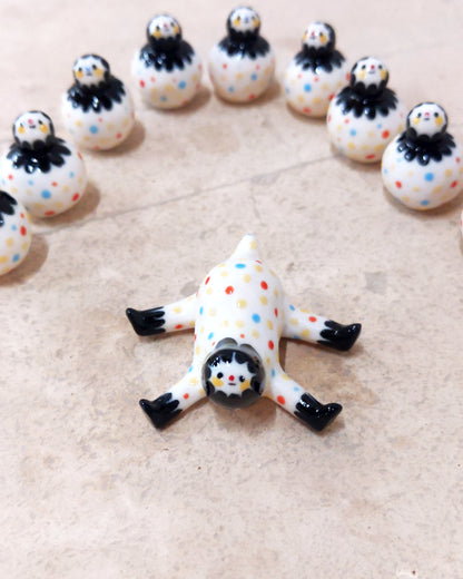 goatPIERROT Ceramic Art Toy [23.095: Confetti Tinybirdpup, 1.75" long]