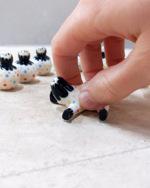 goatPIERROT Ceramic Art Toy [23.095: Confetti Tinybirdpup, 1.75" long]