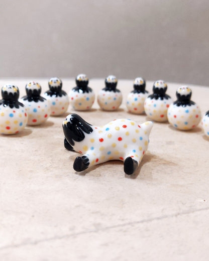 goatPIERROT Ceramic Art Toy [23.095: Confetti Tinybirdpup, 1.75" long]