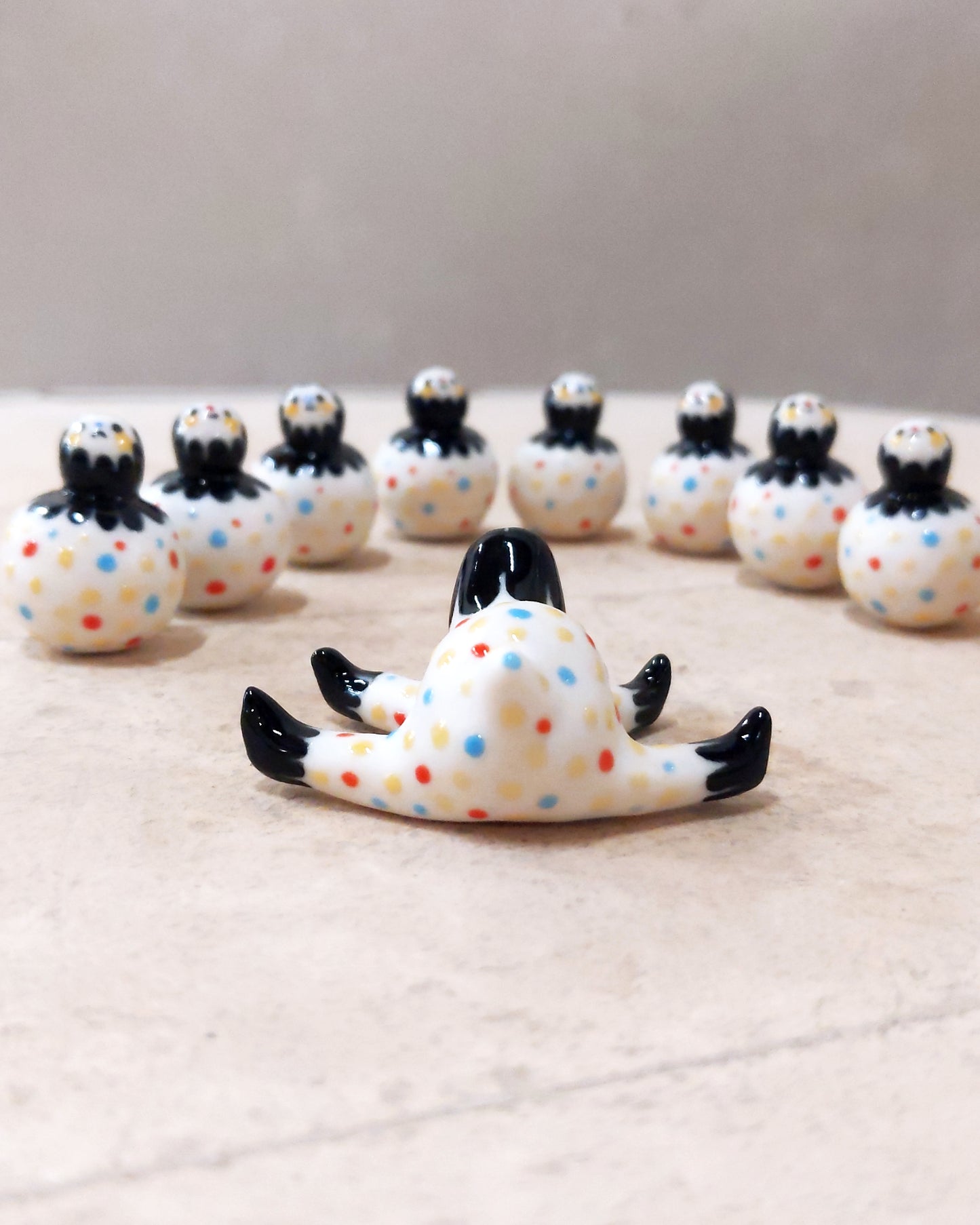goatPIERROT Ceramic Art Toy [23.095: Confetti Tinybirdpup, 1.75" long]