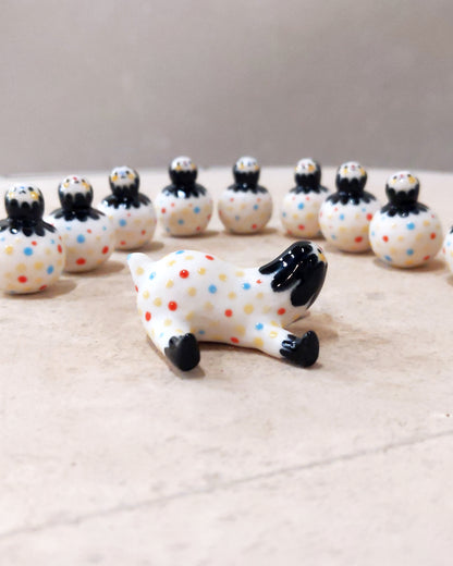 goatPIERROT Ceramic Art Toy [23.095: Confetti Tinybirdpup, 1.75" long]