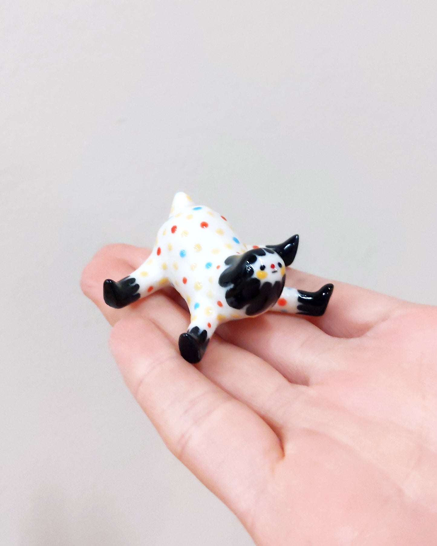 goatPIERROT Ceramic Art Toy [23.095: Confetti Tinybirdpup, 1.75" long]
