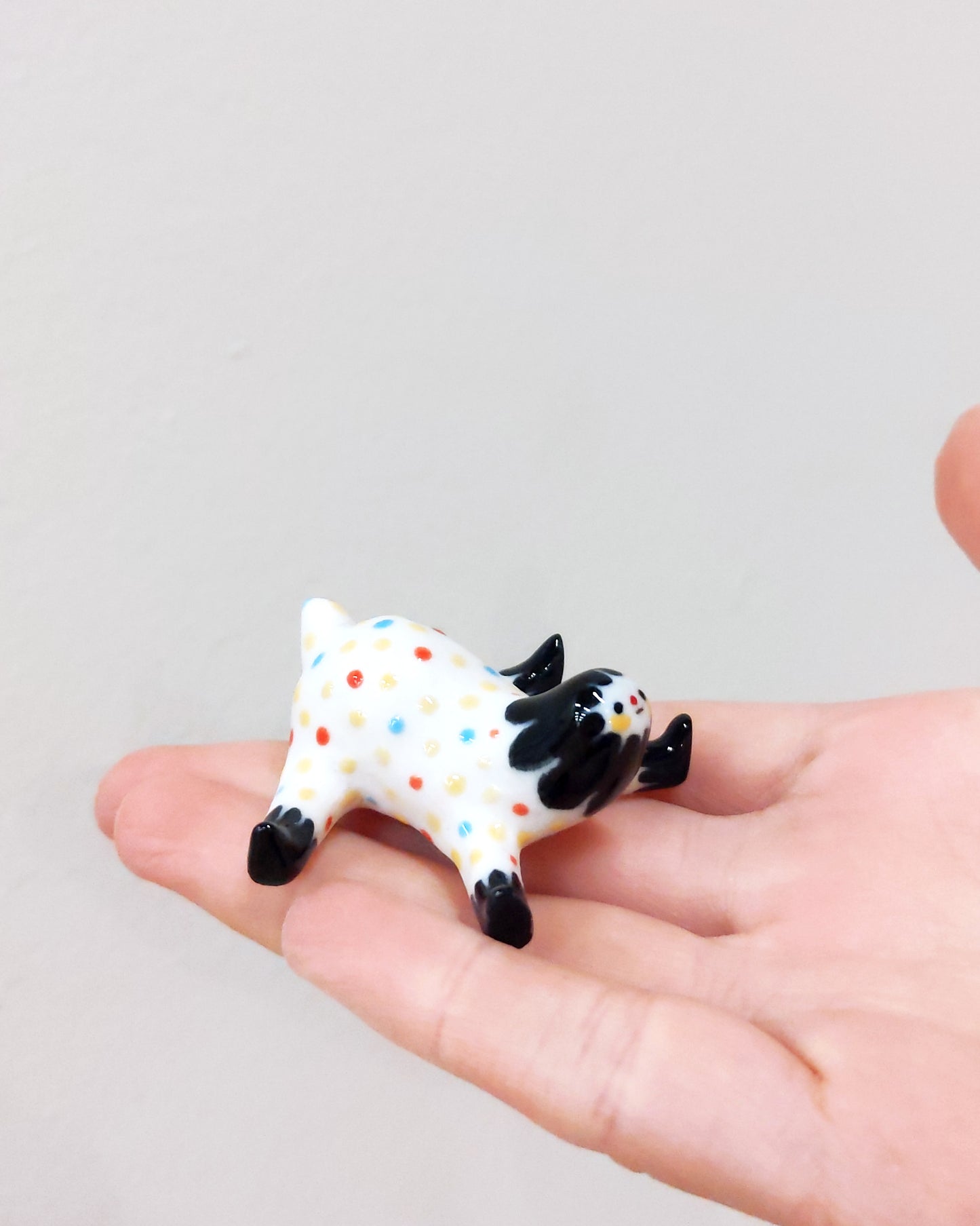 goatPIERROT Ceramic Art Toy [23.095: Confetti Tinybirdpup, 1.75" long]
