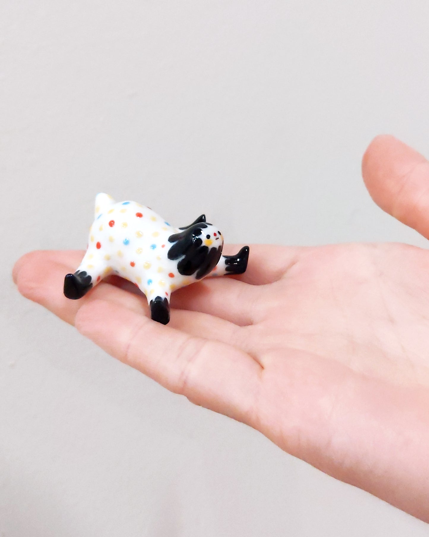 goatPIERROT Ceramic Art Toy [23.095: Confetti Tinybirdpup, 1.75" long]