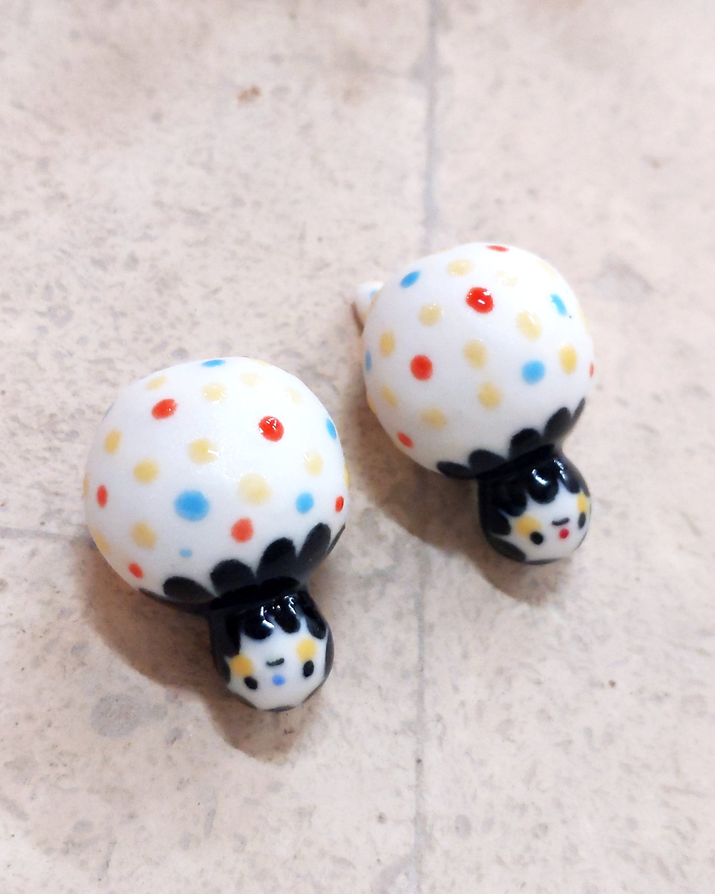 goatPIERROT Ceramic Art Toy [BB23.0940->106: Confetti Birbaubles, 1.25" tall]