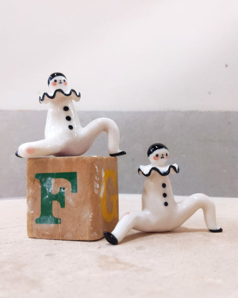 goatPIERROT Ceramic Art Toy [23.101+102: Pierrot Enfant Duo, 2.25" tall]
