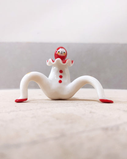 goatPIERROT Ceramic Art Toy [23.103: Red Squid Pierrot Enfant, 2" tall]