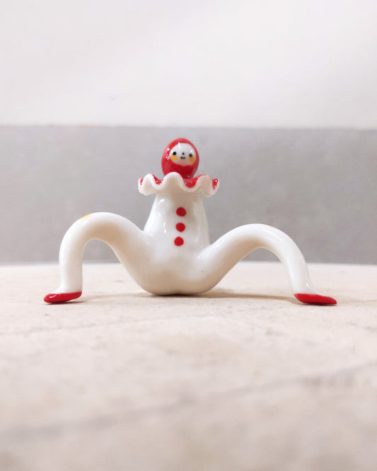 goatPIERROT Ceramic Art Toy [23.103: Red Squid Pierrot Enfant, 2" tall]