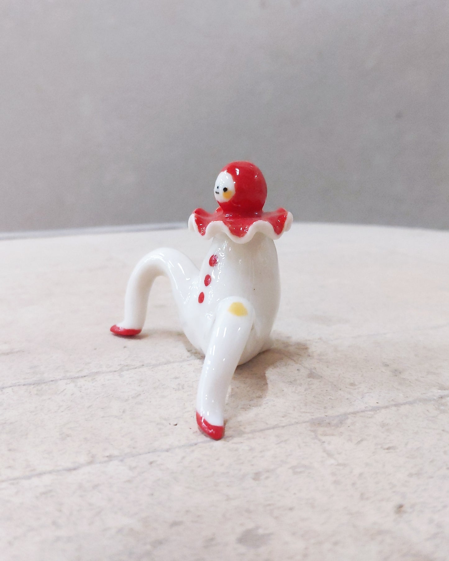 goatPIERROT Ceramic Art Toy [23.103: Red Squid Pierrot Enfant, 2" tall]