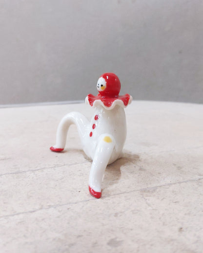 goatPIERROT Ceramic Art Toy [23.103: Red Squid Pierrot Enfant, 2" tall]
