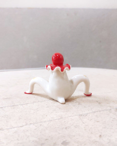 goatPIERROT Ceramic Art Toy [23.103: Red Squid Pierrot Enfant, 2" tall]