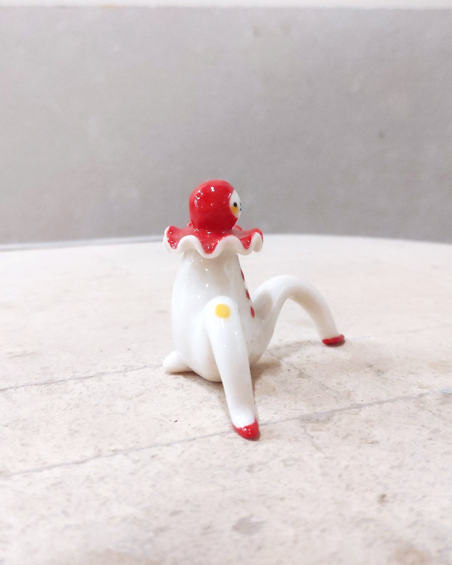 goatPIERROT Ceramic Art Toy [23.103: Red Squid Pierrot Enfant, 2" tall]