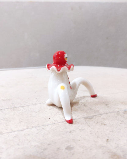 goatPIERROT Ceramic Art Toy [23.103: Red Squid Pierrot Enfant, 2" tall]
