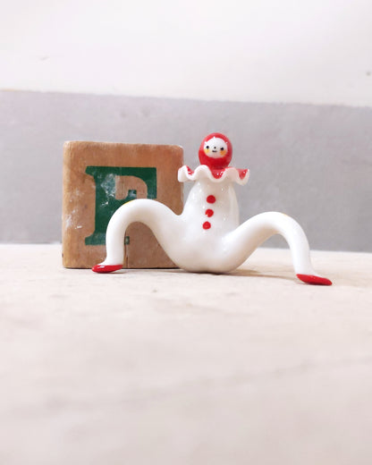 goatPIERROT Ceramic Art Toy [23.103: Red Squid Pierrot Enfant, 2" tall]