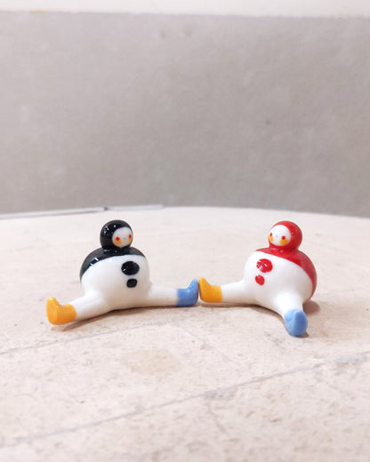 goatPIERROT Ceramic Art Toy [23.091+092: Mini Marble Chub Duo, 1.25" tall]