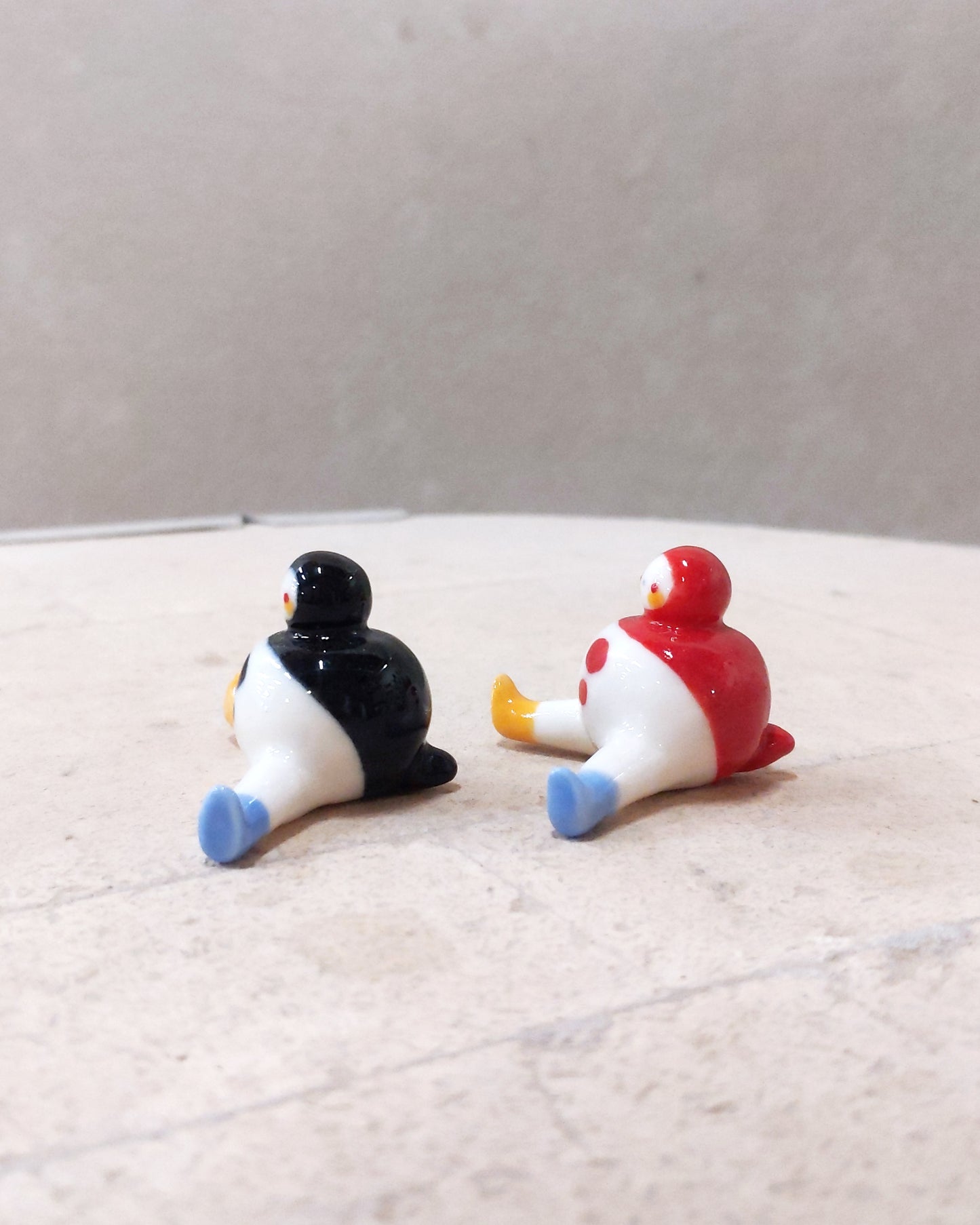 goatPIERROT Ceramic Art Toy [23.091+092: Mini Marble Chub Duo, 1.25" tall]