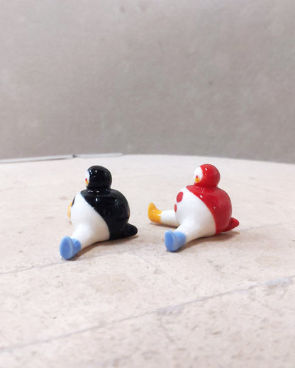 goatPIERROT Ceramic Art Toy [23.091+092: Mini Marble Chub Duo, 1.25" tall]