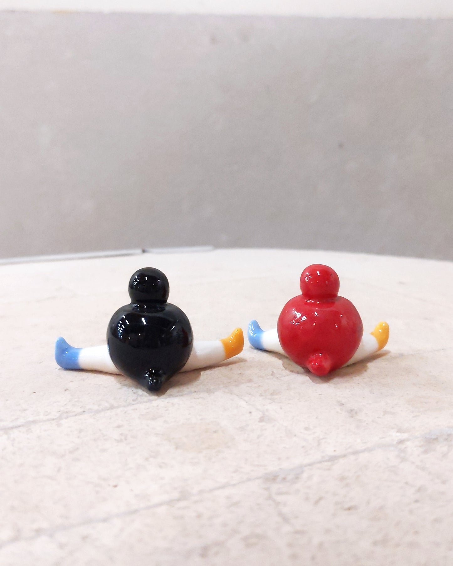 goatPIERROT Ceramic Art Toy [23.091+092: Mini Marble Chub Duo, 1.25" tall]