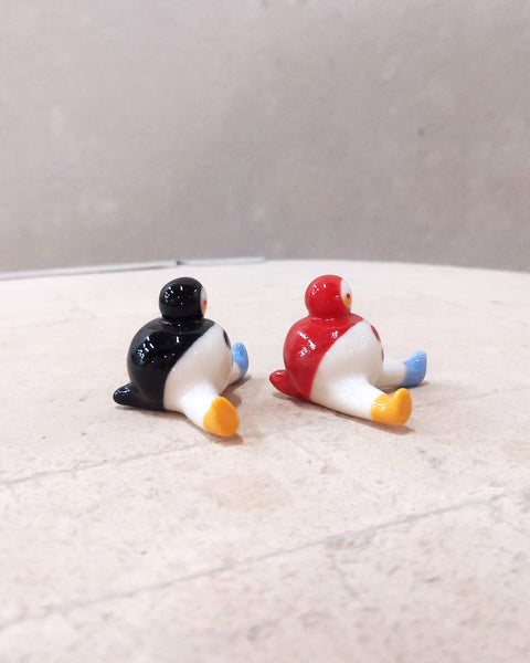 goatPIERROT Ceramic Art Toy [23.091+092: Mini Marble Chub Duo, 1.25" tall]