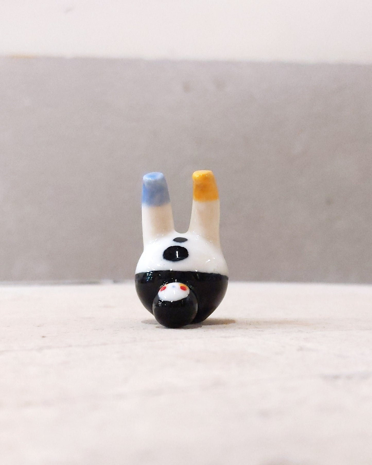 goatPIERROT Ceramic Art Toy [23.088: Mini Marble Chub, 1.5" tall]