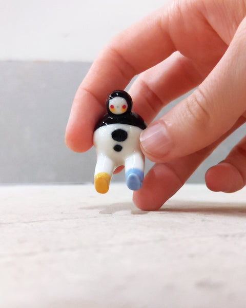 goatPIERROT Ceramic Art Toy [23.088: Mini Marble Chub, 1.5" tall]