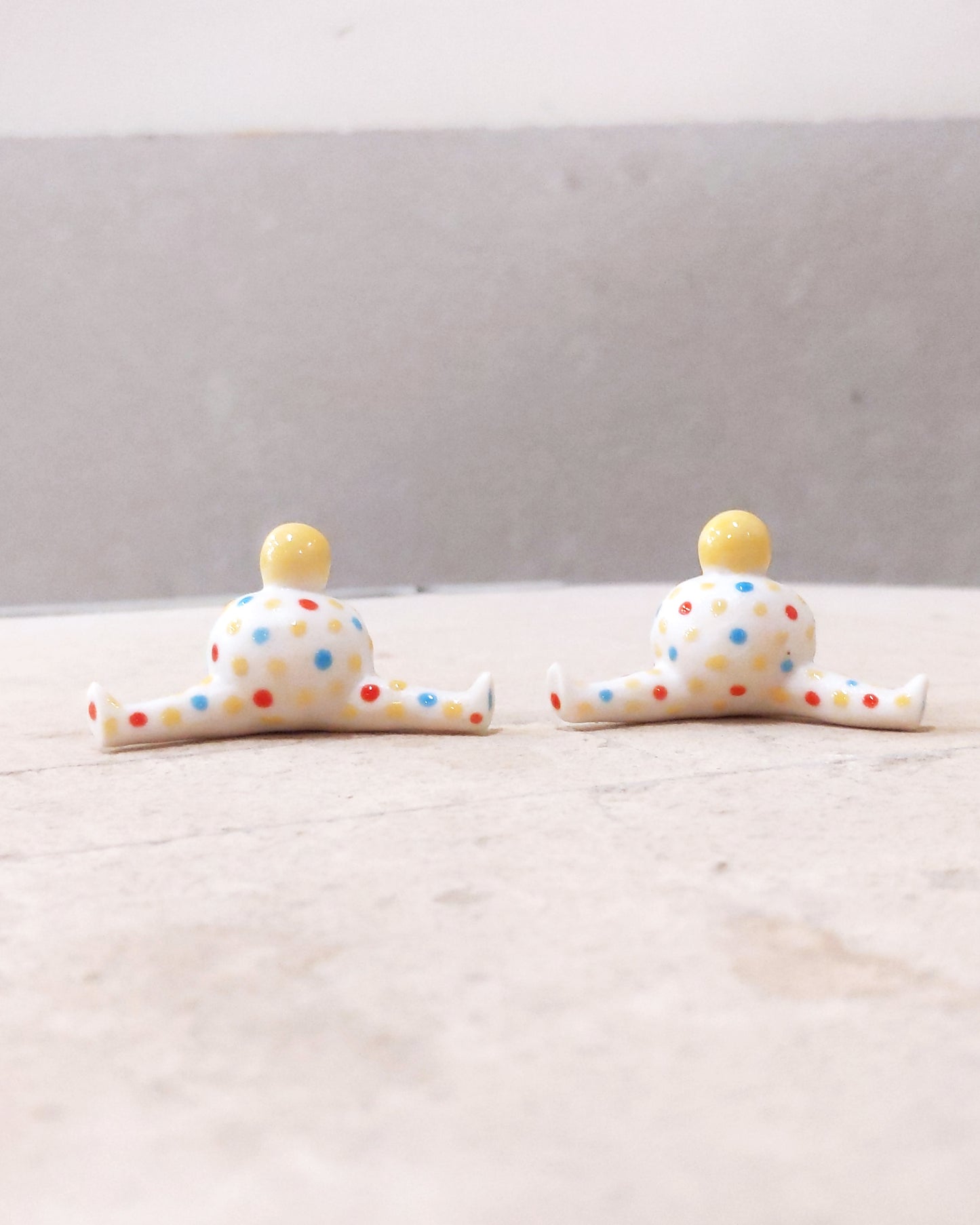 goatPIERROT Ceramic Art Toy [23.093+094: Confetti Mini Marble Chub Duo, 1.25" tall]