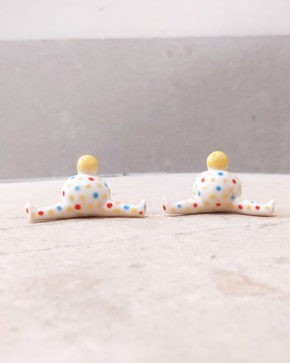 goatPIERROT Ceramic Art Toy [23.093+094: Confetti Mini Marble Chub Duo, 1.25" tall]