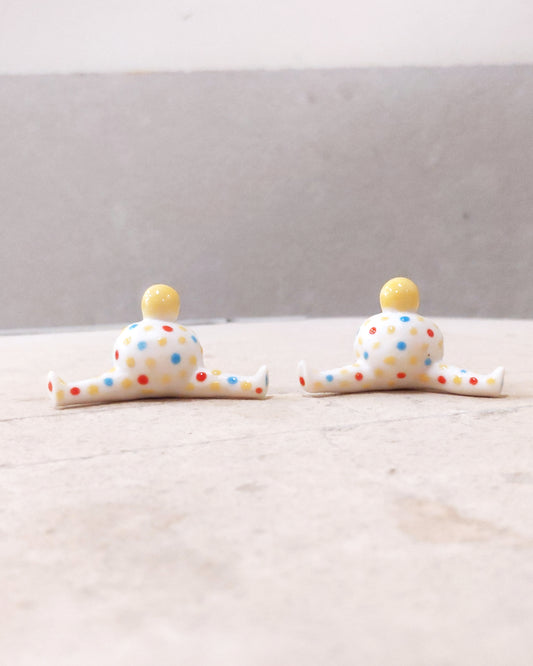 goatPIERROT Ceramic Art Toy [23.093+094: Confetti Mini Marble Chub Duo, 1.25" tall]