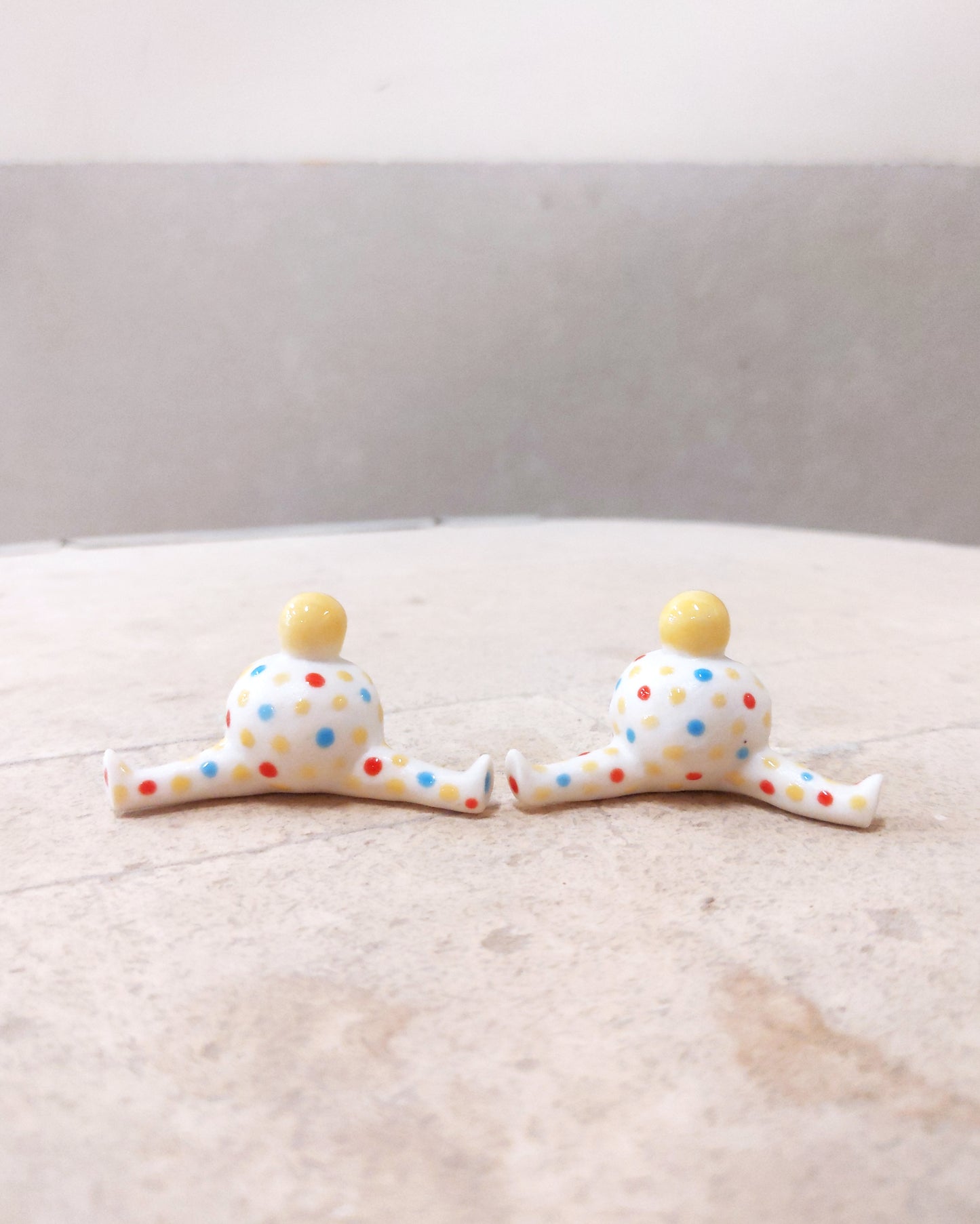 goatPIERROT Ceramic Art Toy [23.093+094: Confetti Mini Marble Chub Duo, 1.25" tall]