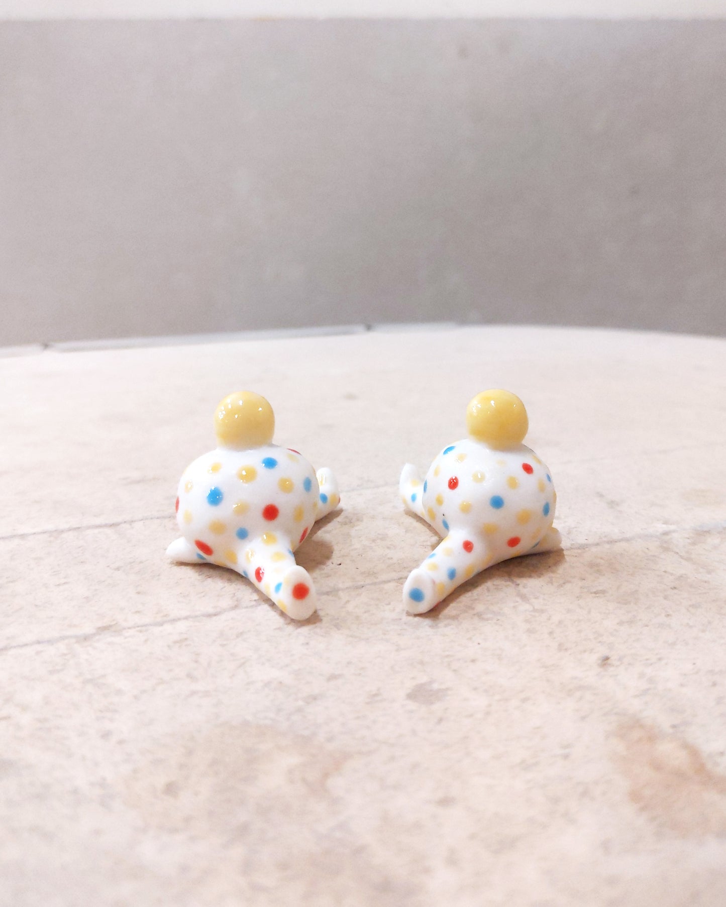 goatPIERROT Ceramic Art Toy [23.093+094: Confetti Mini Marble Chub Duo, 1.25" tall]