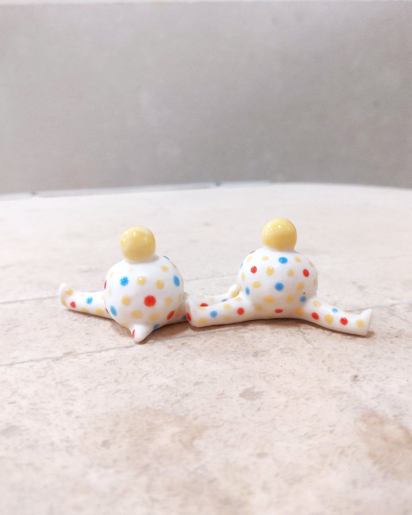 goatPIERROT Ceramic Art Toy [23.093+094: Confetti Mini Marble Chub Duo, 1.25" tall]