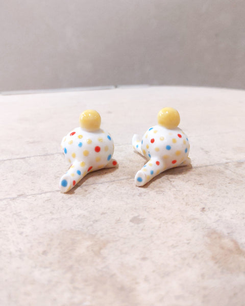 goatPIERROT Ceramic Art Toy [23.093+094: Confetti Mini Marble Chub Duo, 1.25" tall]