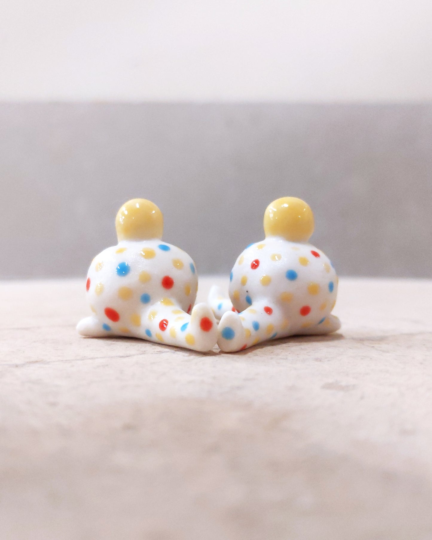 goatPIERROT Ceramic Art Toy [23.093+094: Confetti Mini Marble Chub Duo, 1.25" tall]