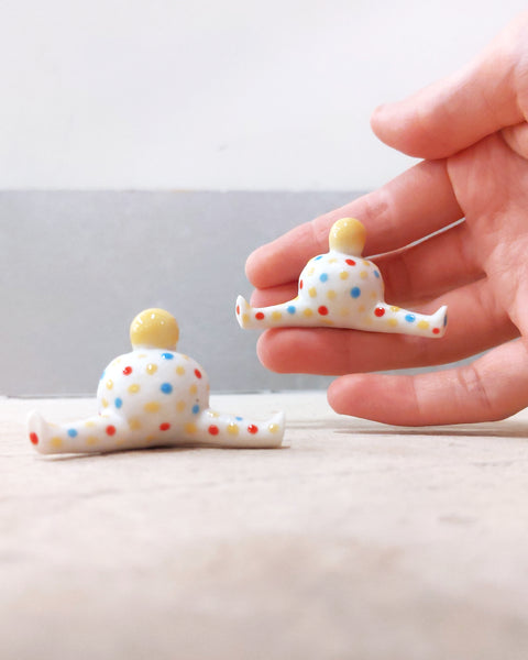 goatPIERROT Ceramic Art Toy [23.093+094: Confetti Mini Marble Chub Duo, 1.25" tall]