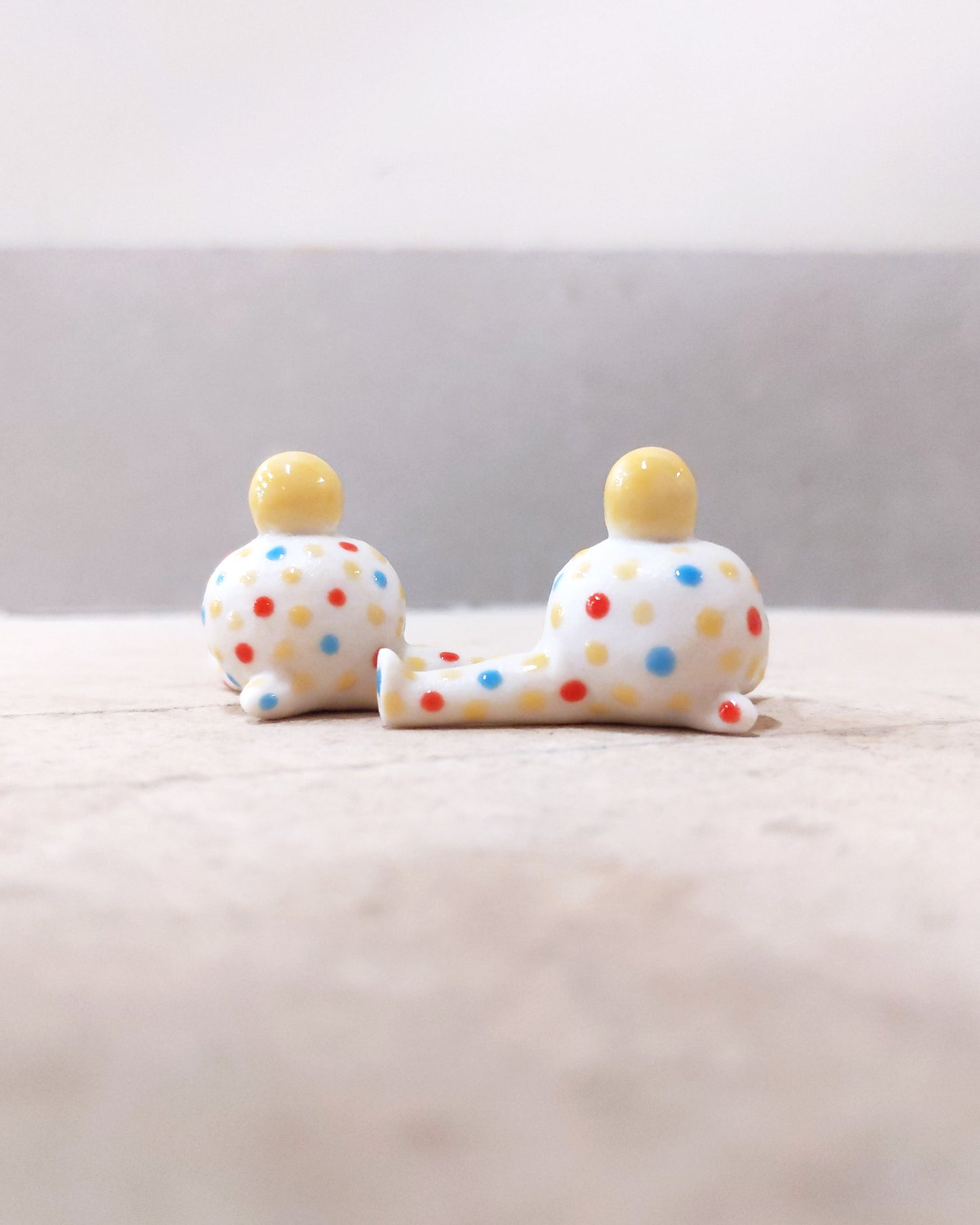 goatPIERROT Ceramic Art Toy [23.093+094: Confetti Mini Marble Chub Duo, 1.25" tall]