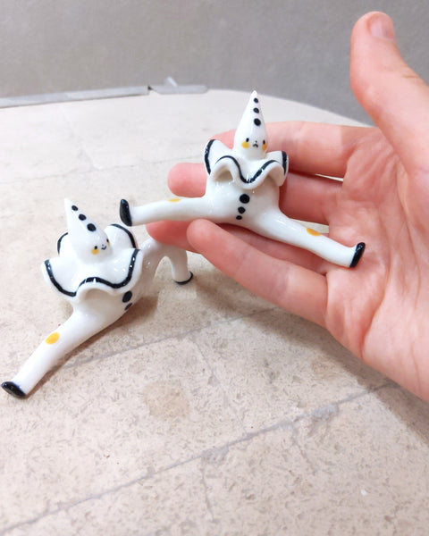 goatPIERROT Ceramic Art Toy [23.083+084: Pierrot Tinybirdman Duo, 1.75" tall]