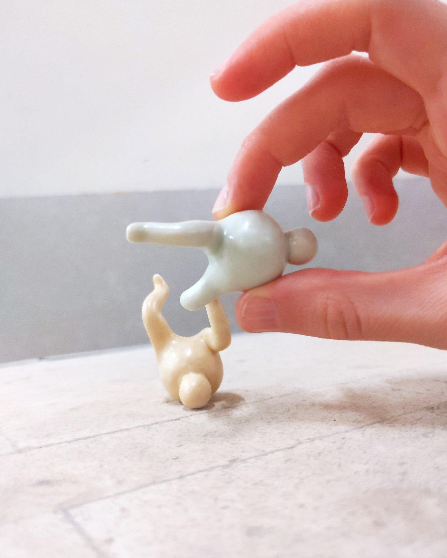 goatPIERROT Ceramic Art Toy [23.111+112: Satin Mint and Honey Duo]