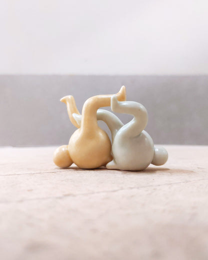 goatPIERROT Ceramic Art Toy [23.107+108: Satin Mint and Honey Duo]