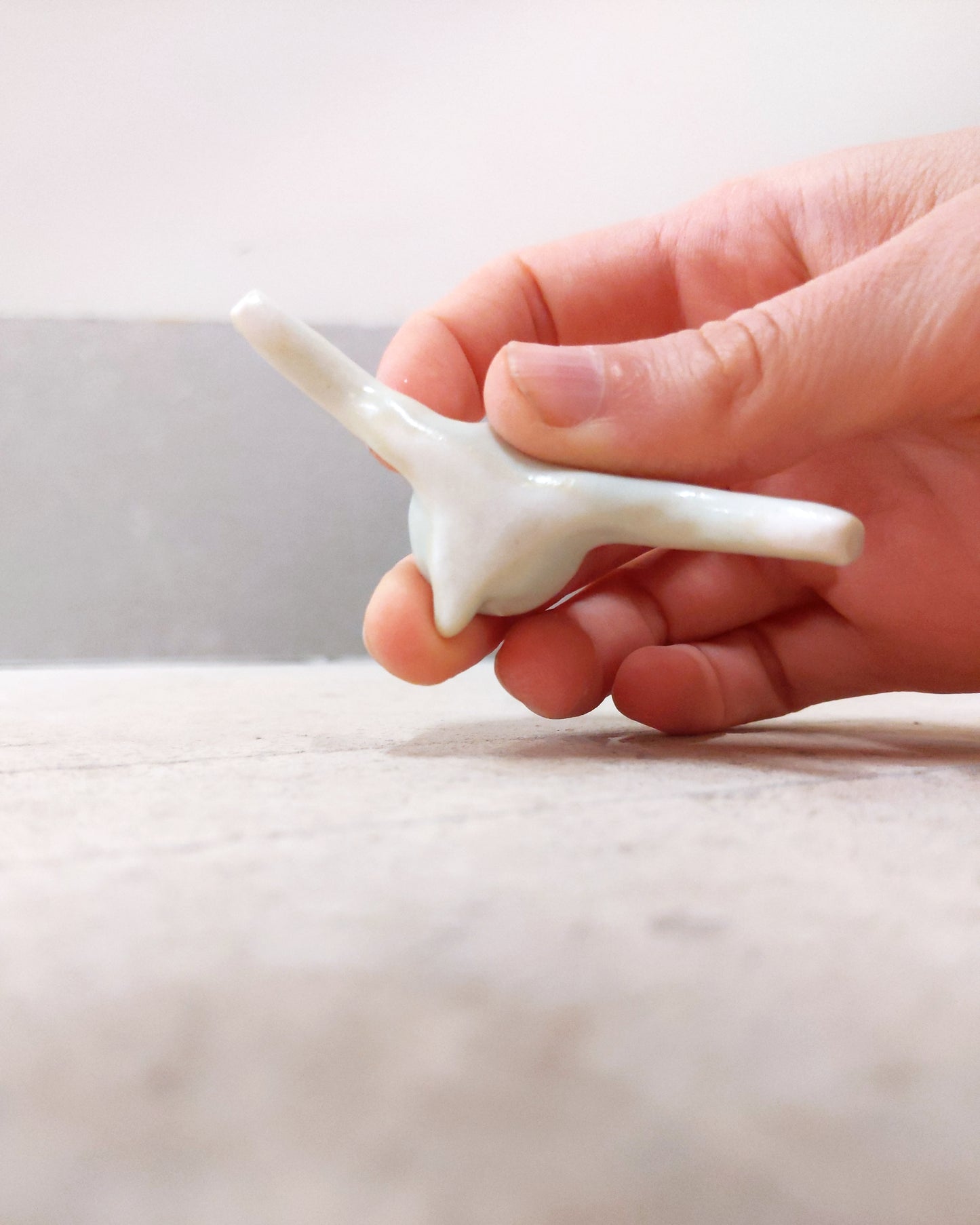 goatPIERROT Ceramic Art Toy [23.104: Satin Mint Splits, 1.25" tall]