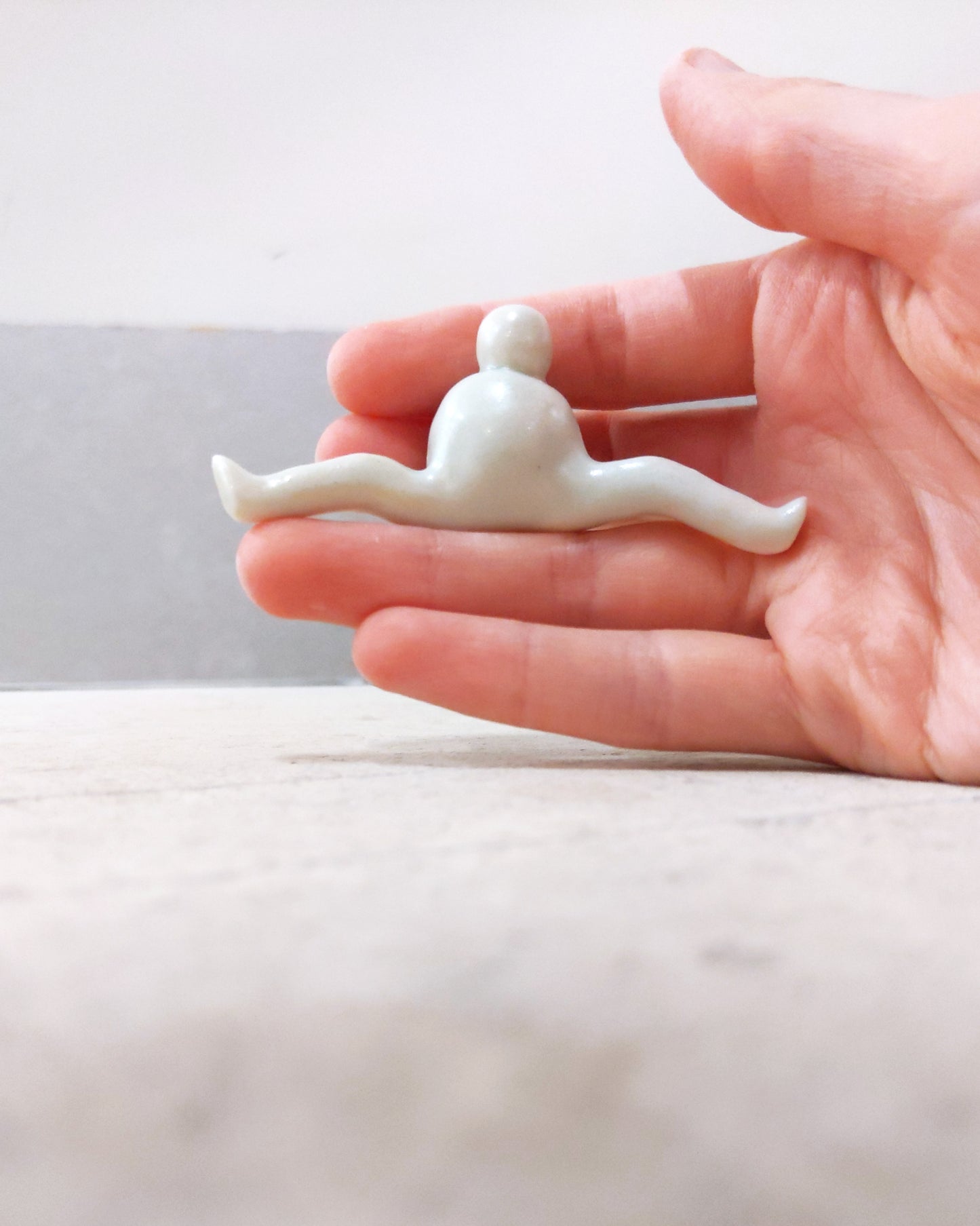 goatPIERROT Ceramic Art Toy [23.104: Satin Mint Splits, 1.25" tall]