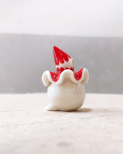 goatPIERROT Ceramic Art Toy [BB23.118: Scalloped Red Squid Pierrot Birbauble, 1.75" tall]