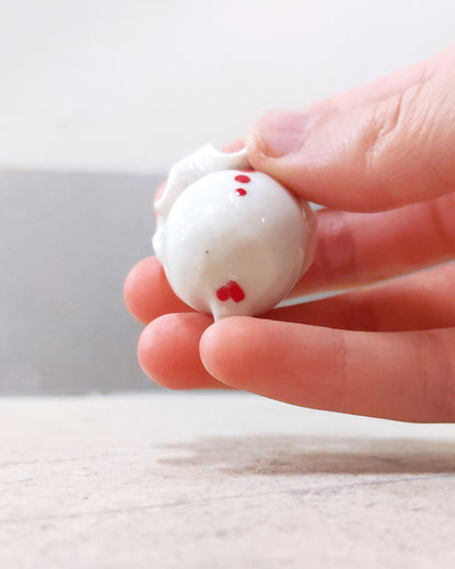 goatPIERROT Ceramic Art Toy [BB23.118: Scalloped Red Squid Pierrot Birbauble, 1.75" tall]