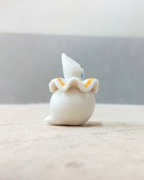 goatPIERROT Ceramic Art Toy [BB23.117: Crying Yellow Pierrot Birbauble, 1.75" tall]