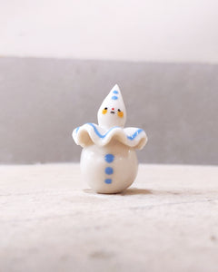 goatPIERROT Ceramic Art Toy [BB23.116: Pierrot Birbauble in Blue with Red Nose, 1.75" tall]