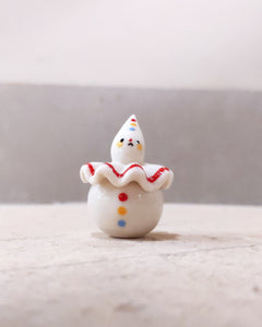 goatPIERROT Ceramic Art Toy [BB23.115: Pierrot Birbauble in Red with Red Nose, 1.75" tall]